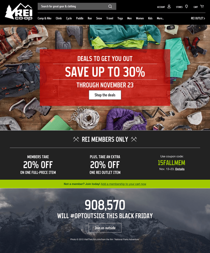 Holiday deals page