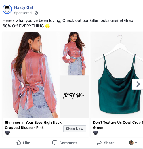 Retargeted ad on Facebook.