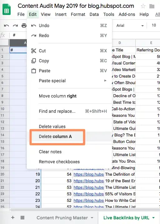 content pruning: content audit