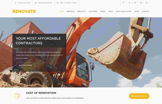 best construction company wordpress themes: Renovate homepage demo 