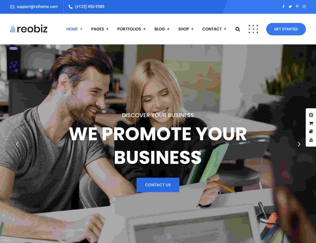 best business consulting wordpress themes: reobiz homepage demo 