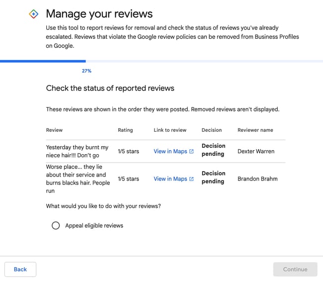 how to remove fake google reviews: currently pending reviews