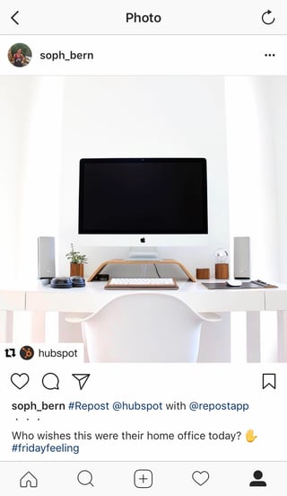 Foto de la computadora de escritorio de HubSpot reenviada a Instagram por el usuario soph_bern