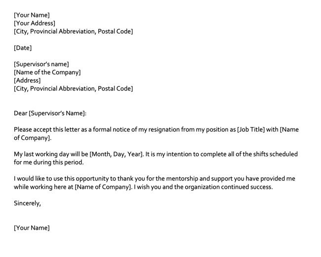 Sample Resignation Letter for Quitting Your Job