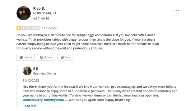bad review example yelp