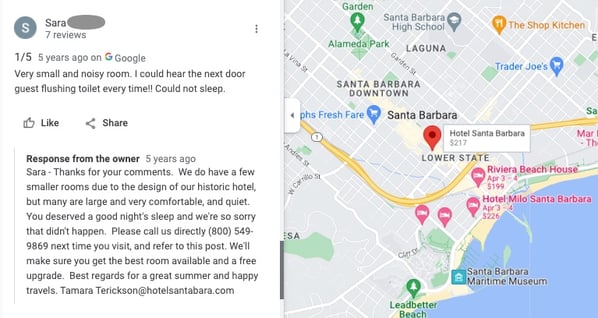 bad review example, google maps