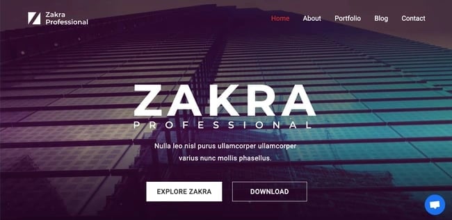Professional demo of free responsive WordPress theme Zakra