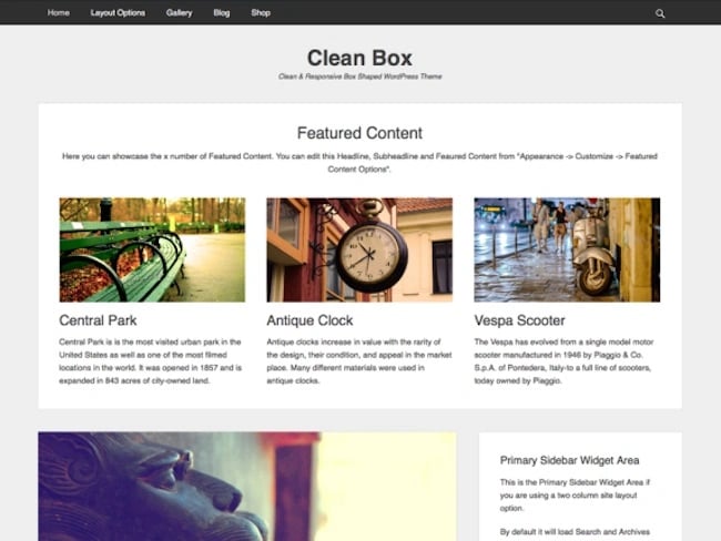 Clean Box responsive WordPress theme