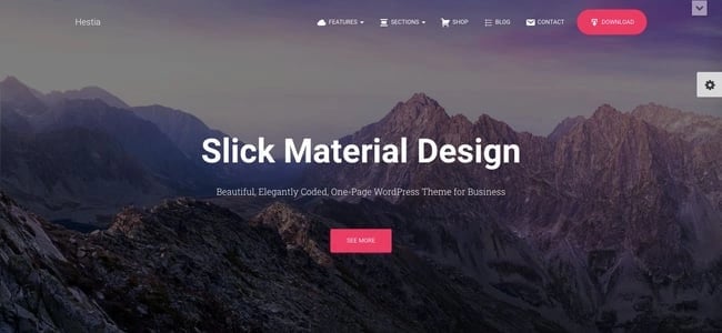 Free responsive Hestia theme demo includes parallax and ecommerce shop sections