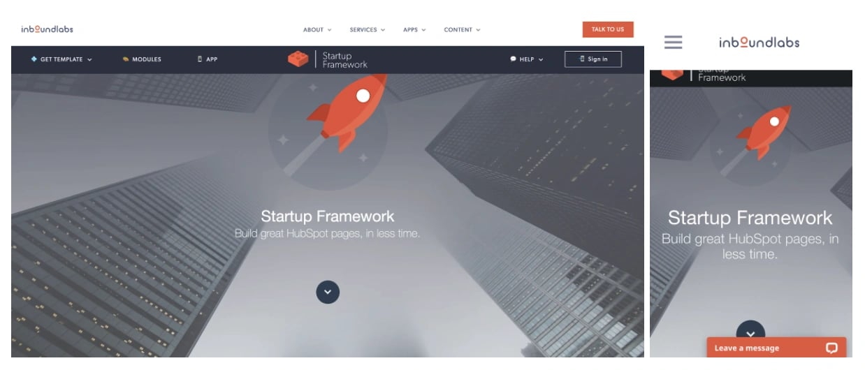 startup framework responsive web design template