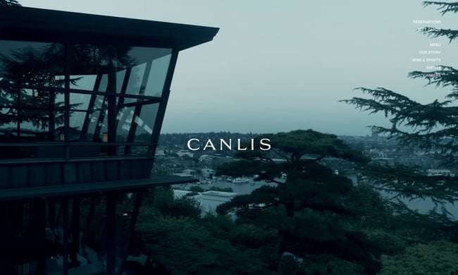 home page for the best restaurant website design canlis