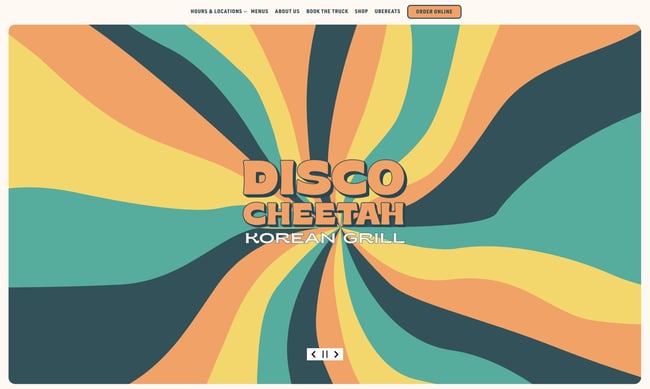 home page for the best restaurant website design disco cheetah