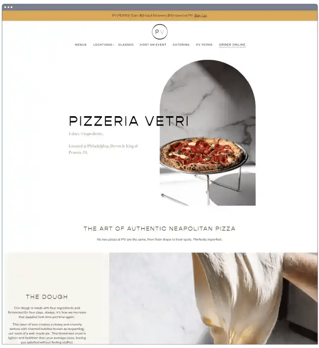restaurant website templates: pizzeria vetri
