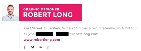 Professional email signature example by Robert Long with large font for emphasis