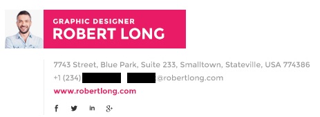 Professional email signature example by Robert Long