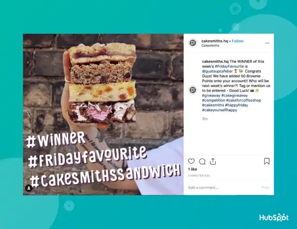 Cakesmiths hosted an Instagram giveaway.