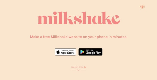 saas website design: milkshake