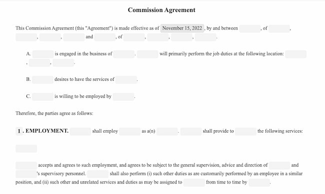 Sales commission agreement example: RocketLawyer