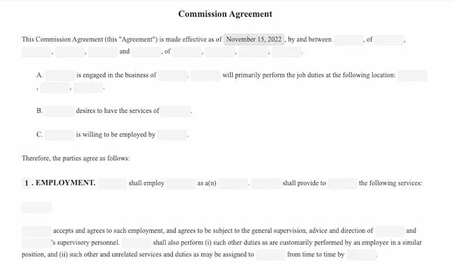 Sales commission agreement example: RocketLawyer