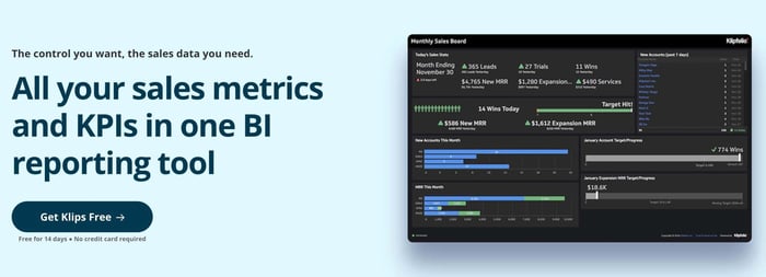 best sales dashboard, kipfolio