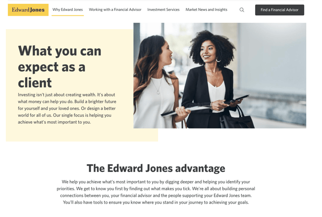 Example sales pitch by investment firm Edward Jones on its website