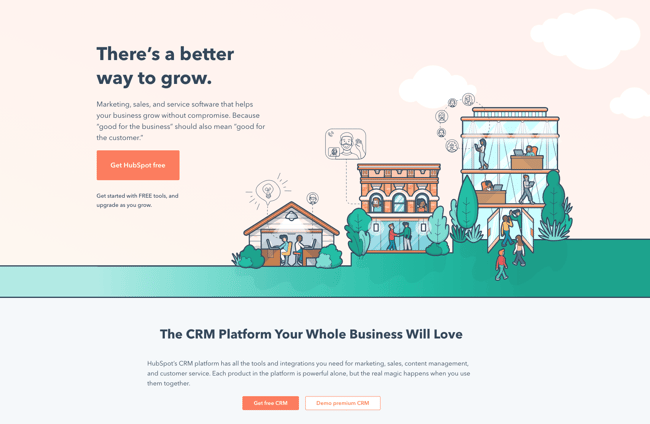 Example product pitch by CRM HubSpot on its website