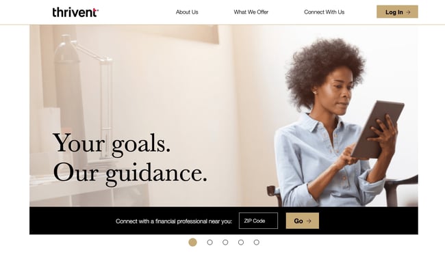 Example sales pitch by baking company Thrivent Financial on its website
