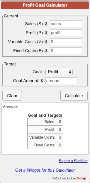 calculator soup profit goal calculator