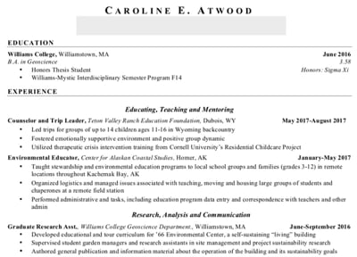 Sales resume example from Caroline E. Atwood highlighting strengths and experience