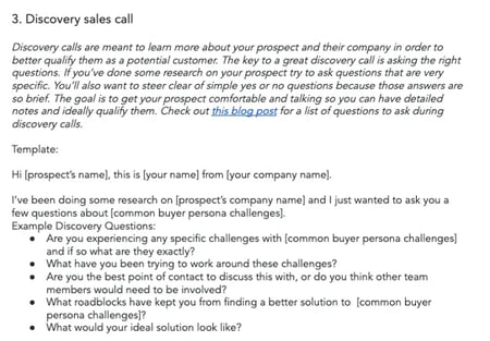 sales script template: discovery call