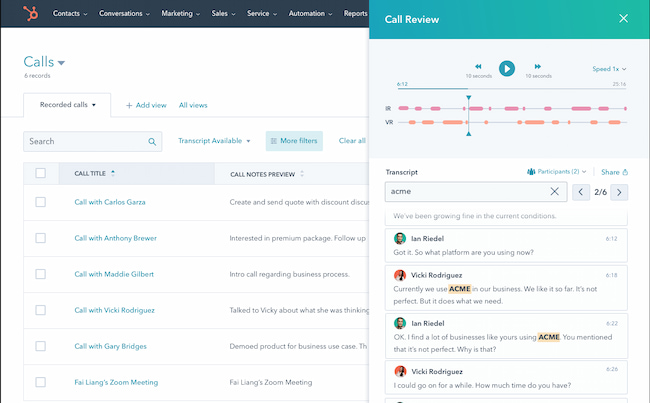 Sales tech: HubSpot call tracking tool