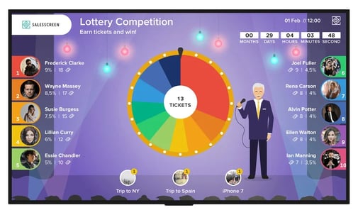 spinning lottery wheel game demo screen from spinify
