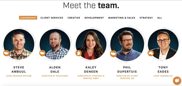 Meet the team page example from Salted Stone.