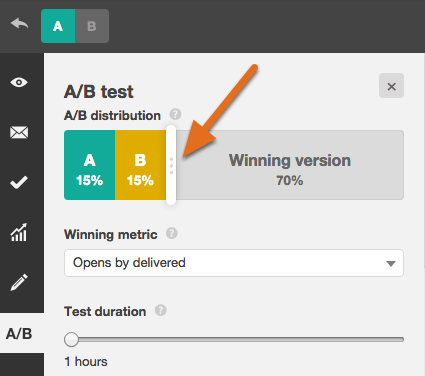 a/b testing sample size slider