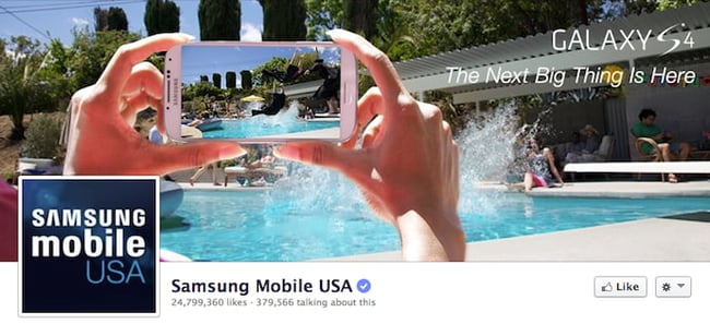Samsung's old Facebook cover with important elements on the left
