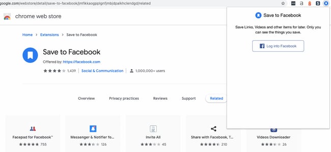 Save to Facebook Chrome extension