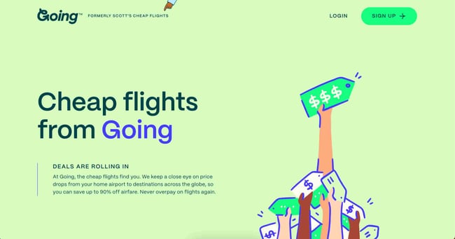 homepage for scott's cheap flights, a membership type of website