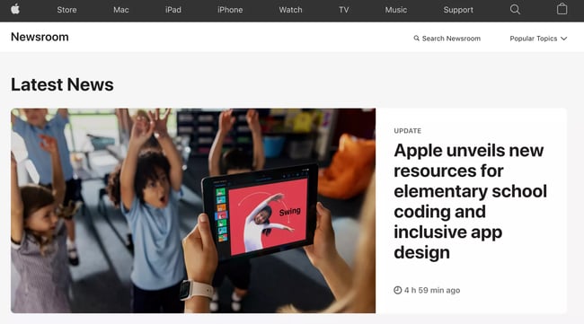 Press Page Example: Apple