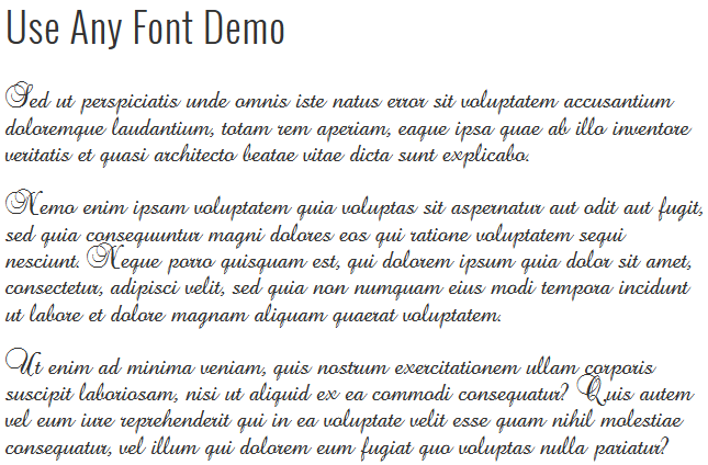 wordpress typography demo of Use Any Font plugin