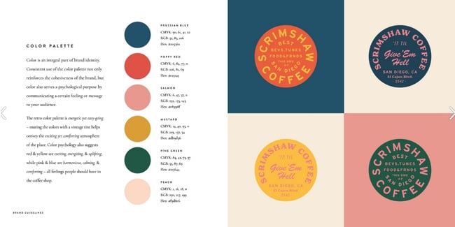 paleta de colores de la marca de café scrimshaw