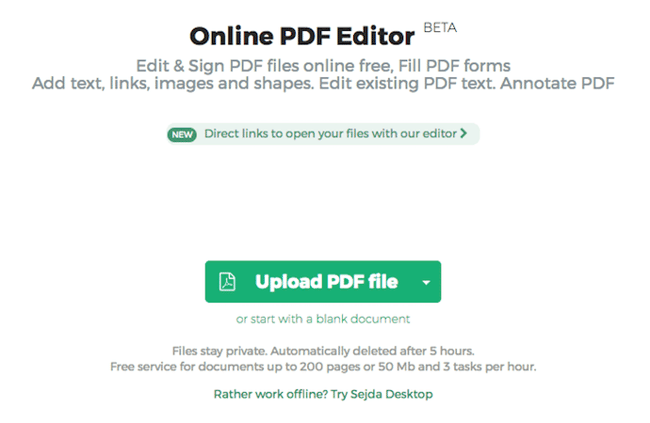 How to edit a pdf: Sejeda