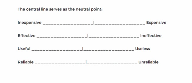 Survey question examples: Semantic differential scale
