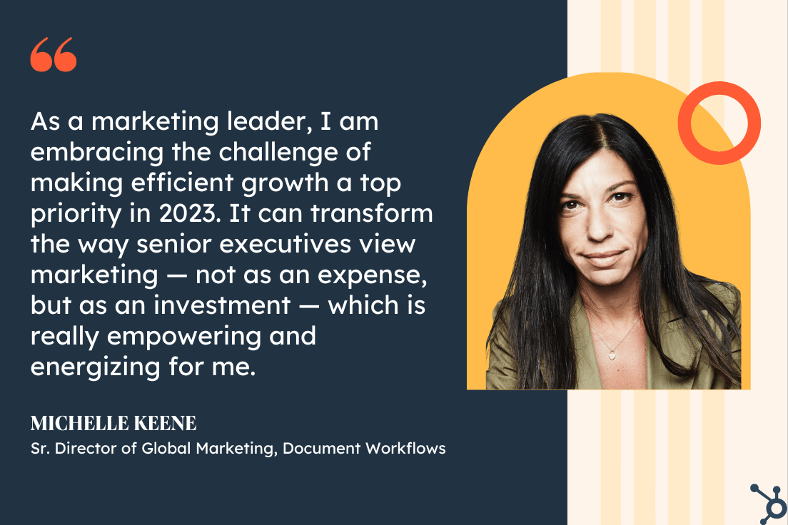 Cita textual de Michelle Keene, senior director de dropbox en marketing challenges sobre los retos de un líder de marketing en 2023