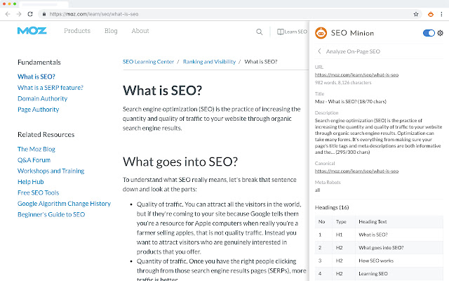 seo chrome extension: seo minion