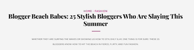 نمونه سئوی عنوان صفحه، Essence: “Blogger Beach Babes: 25 Bloggers Shake Who Are Slaying This Summer”
