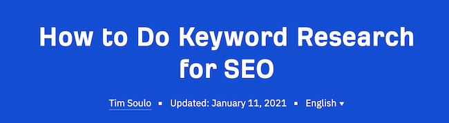 Page title SEO example: Ahrefs, “How to Do Keyword Research for SEO”