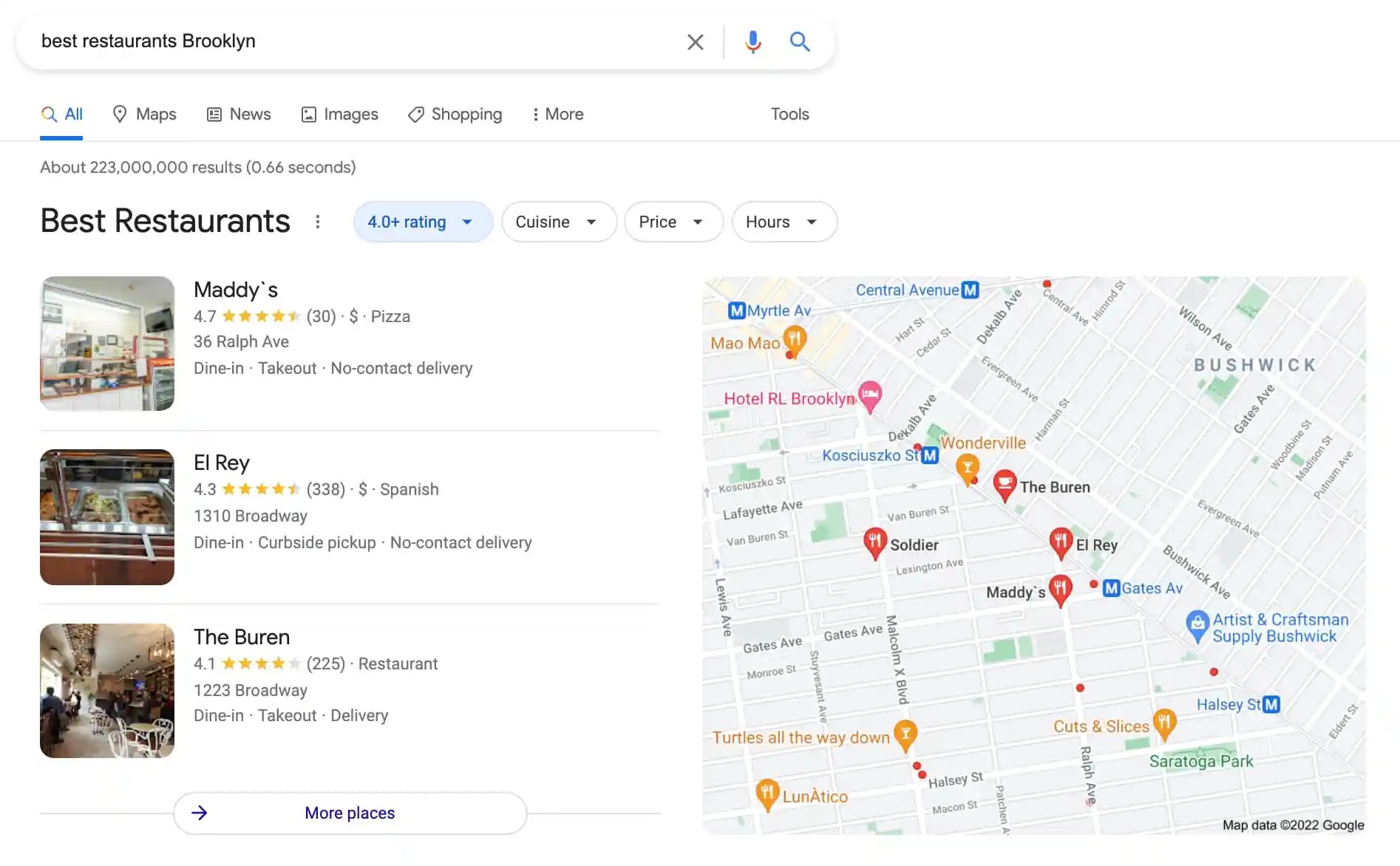 best seo example: local seo serp result