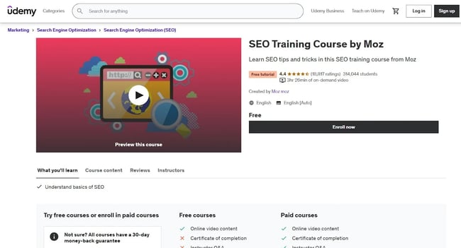  Image of Moz’s SEO training course