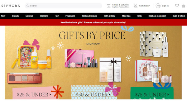 sephora holiday homepage 