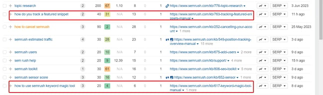 Semrush knowledge base ranks well in the SERPs.